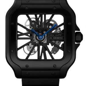 1:1 clone cartier de santos skeleton black stainless, black metal strap